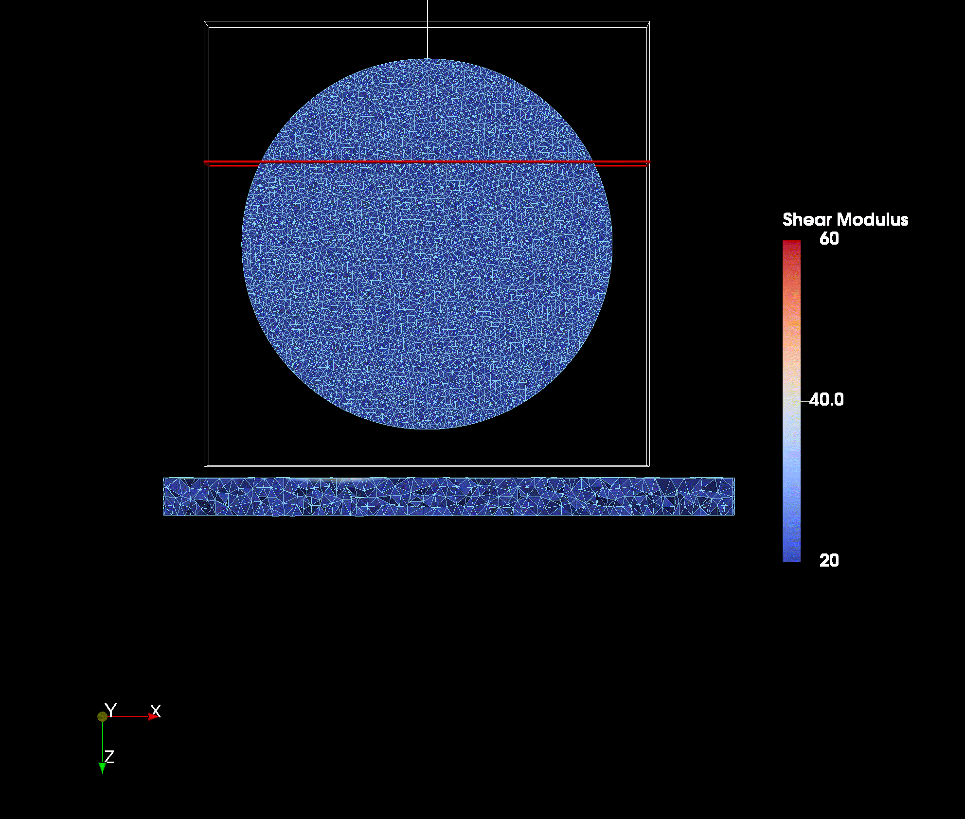 Breast tumor mesh and modulus distribution